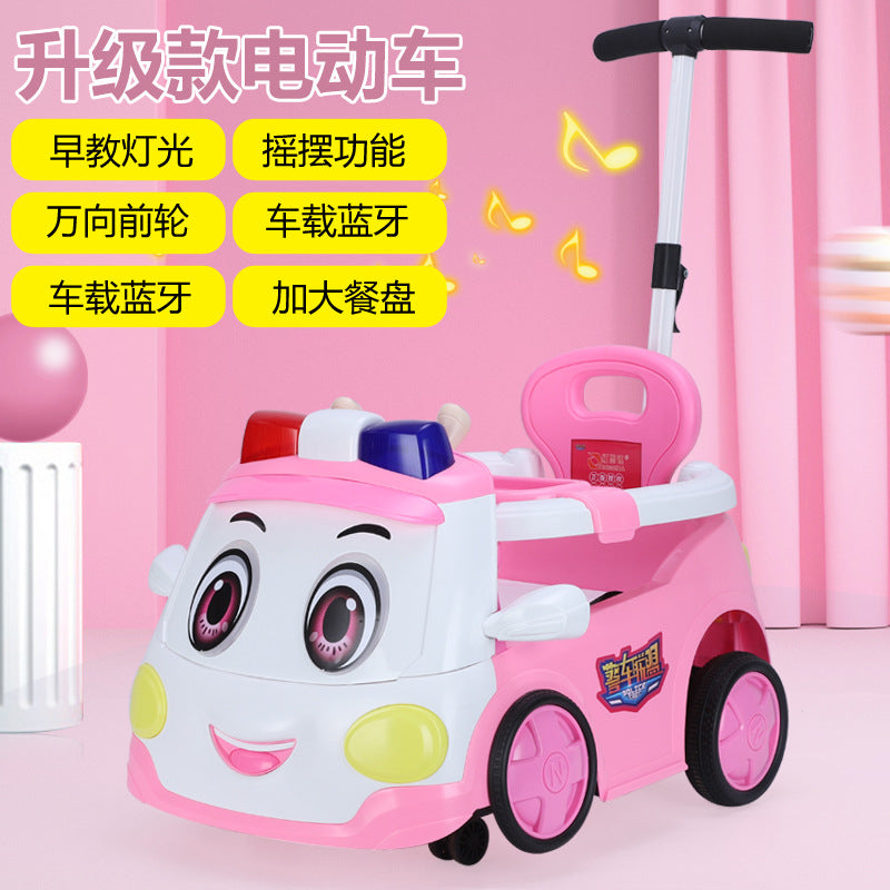 Police Car Alliance Genuine remote control electric vehicle anti-rollover boys and girls can sit and push four-wheeled electric toy car