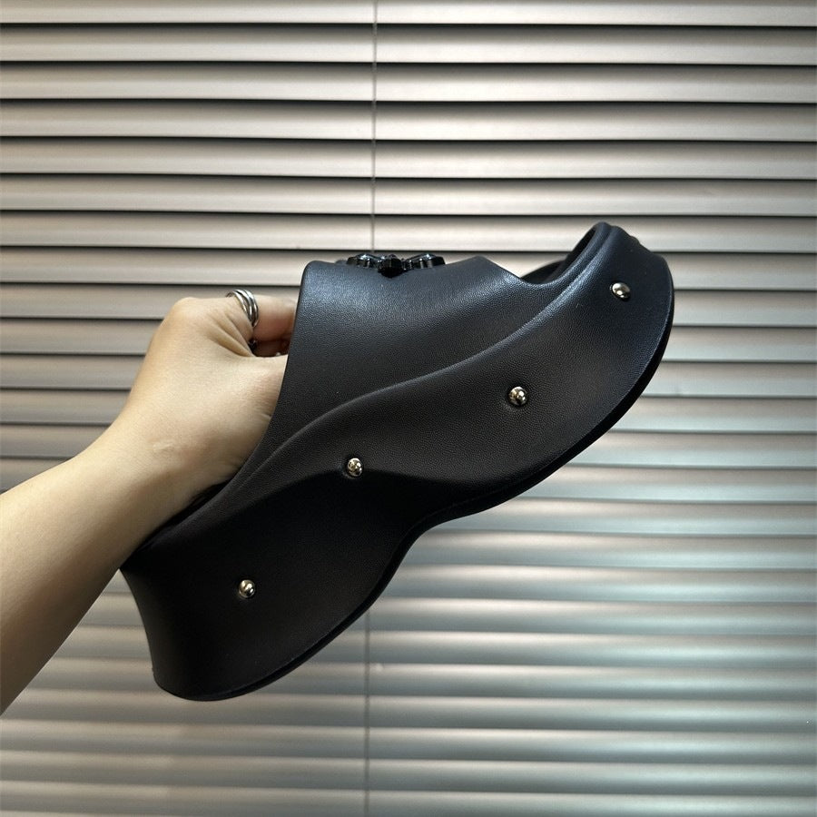 Thick sole slippers for women outwear summer 2026new arrival travel summer one-line sandals slippers for students to increase height