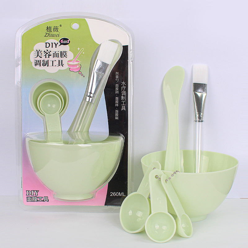 Zhiwei 6-piece suit bowl large beauty mask tool bowl stick brush spoon suit plastic mask bowl mask brush