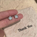 Clear blue star zircon stud earrings-a1686 silver