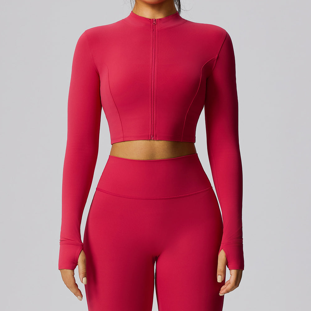European and american autumn/winter zip-up yoga jacket for women, outdoor running long sleeve fitness jacket, cloud-feel quick-dry activewear yoga top