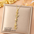 [titanium steel] european and american popular simple 18k gold long tassel necklace for women, high-end fashion clavicle chain jewelry