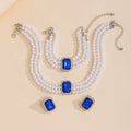 Imitation pearl necklace set wholesale - european & american cross-border jewelry - statement luxury gemstone choker necklace - vintage ring & bracelet set