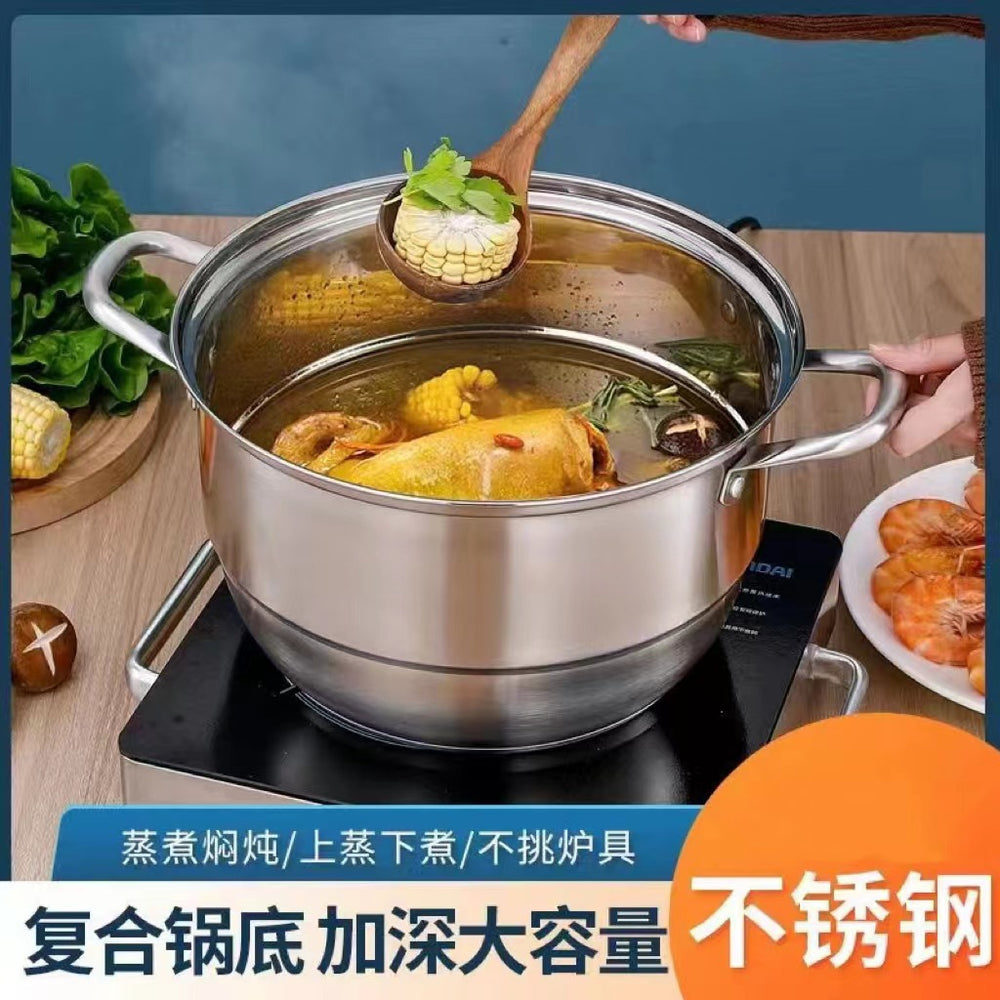 Stainless steel thickened european-style multi-layer steamer - induction cooker compatible, multi-functional home steaming pot, three-tier steamer - perfect for corporate gifts