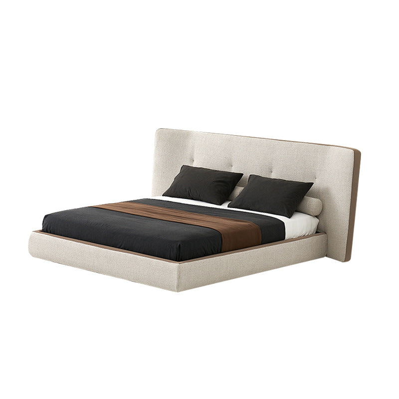 Italian normcore cotton and linen fabric bed designer cream style widescreen bed modern double large apartment house master bedroom bed