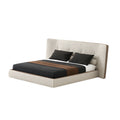 Italian normcore cotton and linen fabric bed designer cream style widescreen bed modern double large apartment house master bedroom bed