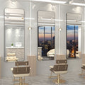 Influencer-approved hair salon mirror - barber shop styling mirror - minimalist, drill-free wall mount - professional salon mirror