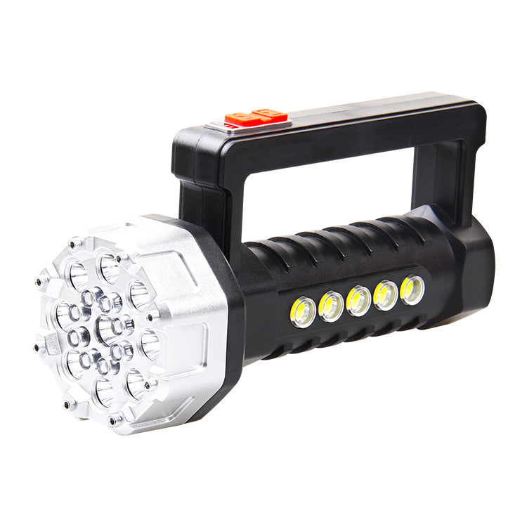 Cross-border new portable flashlight strong light USB charging COB household light outdoor lighting emergency LED flashlight