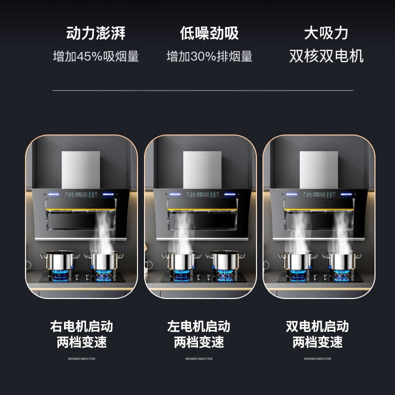 Wholesale high suction range hood for home kitchen side suction type no need to disassemble and wash small exhaust double motor range hood
