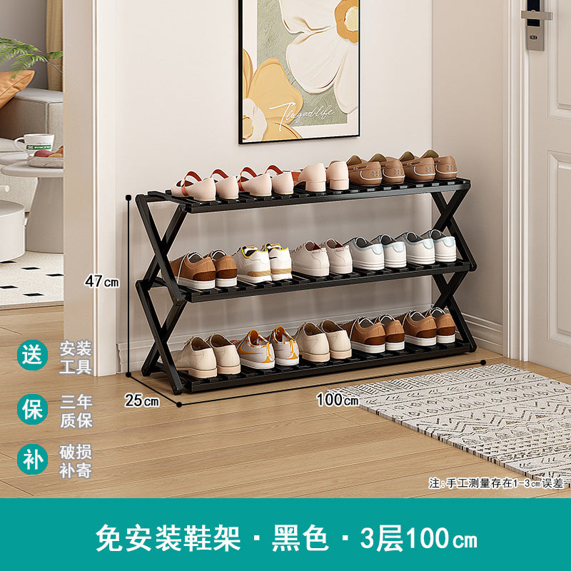 Shoe rack simple door for home multi-layer storage space-saving corner small dust-proof narrow shoe cabinet free of installation