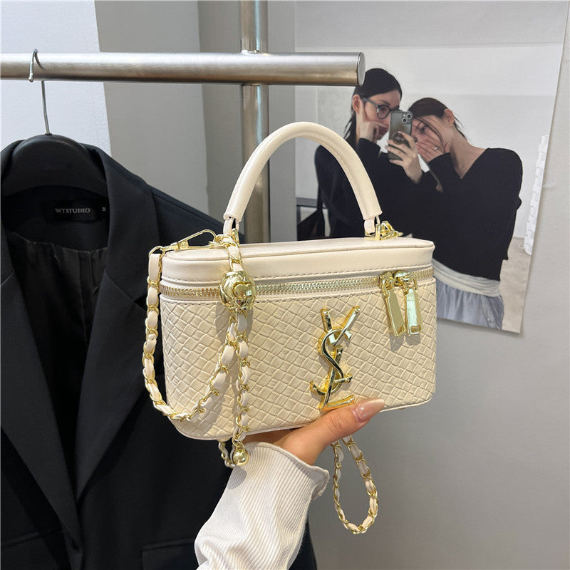 Cross-border French niche portable box bag women's summer diamond chain small square bag fashion commuter messenger mouth red envelope