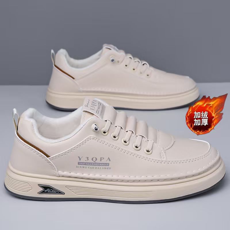 Men's 2025 winter new arrivals: soft-soled sneakers, white shoes, non-slip casual athletic shoes, thickened and fleece-lined warm sneakers