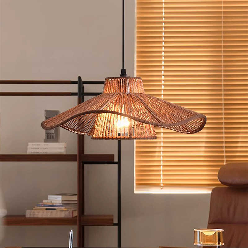 Wabi wind chandelier Japanese retro dining room living room Chinese tea room lamp Zen homestay bedroom dining table medieval lamps