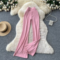 Fashion ins wear women's autumn wear pure lust hot girl elastic waist silm hip-covering slightly flared pants sports yoga pants