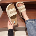 2024 new women's summer korean style hot seller rhinestone two-tone platform slippers - indoor/outdoor non-slip trendy beach wedge sandals