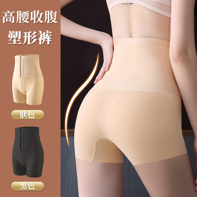 Cross-border explosive belly pants women's hip lift high waist belly tie waist boxer safety pants breasted adjustable body sculpting pants