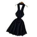 K-style sleeveless halter neck knittingsense of designdress women's summer sexybacklesscut outslimming look a-line skirtaccessible luxury