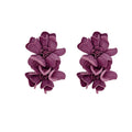 Purple flower earrings for women, super fairy atmosphere, forest style, versatile earrings for women, holiday style, exaggerated fashion ear accessories