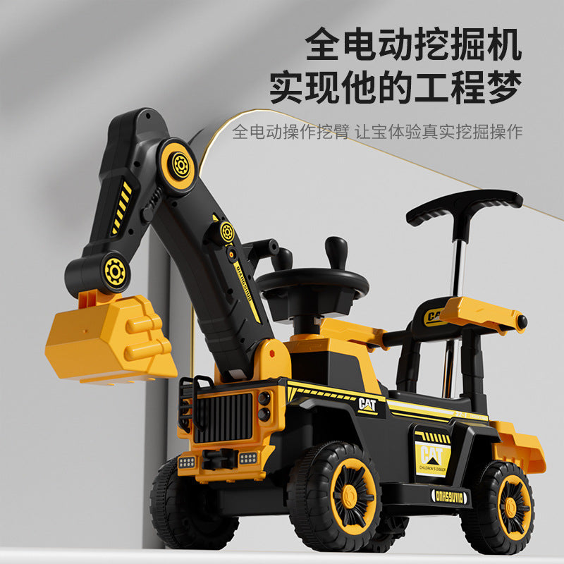 New children's excavator electric seated four-wheeled car large toy excavator baby remote control excavator