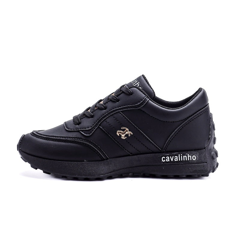 plus size women's shoes new arrival leather breathable sports shoes women's k-style thick solecasual soft bottom running dad shoes