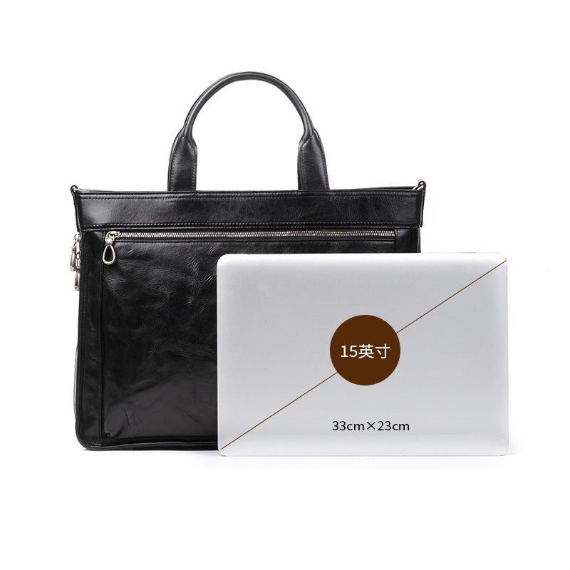 Delivery of genuine leather men's bags, casual messenger men's briefcase, cowhide computer bag, business large-capacity men's handbag