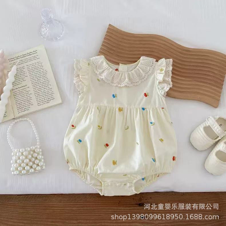 Baby clothes  summer clothing for infants and young children, baby girl's romper, full moon and 100-day western style fashion outing clothes