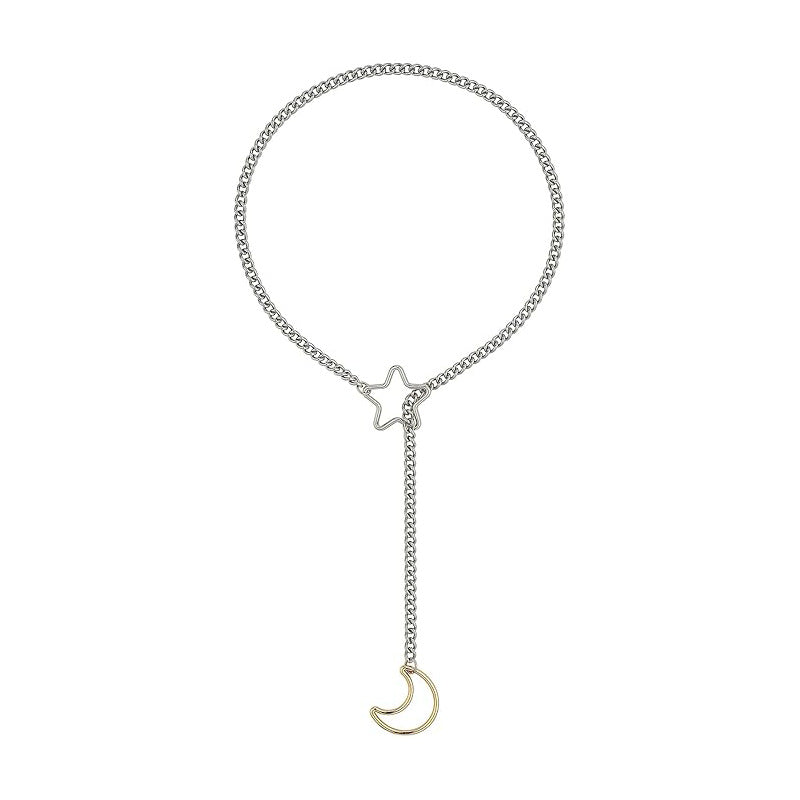 New arrival cross-border golden moon and star necklace punk gothic adjustable cuban lasso y-shaped necklace