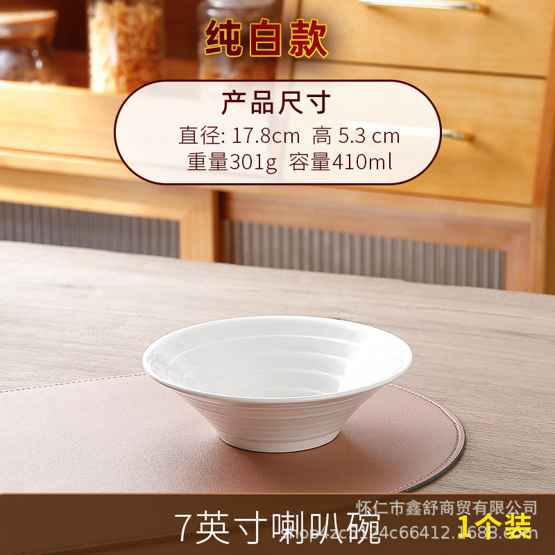 Restaurant gold thread thickened pure white japanese stylefor home thread double line horn hat ramen large soup noodle bowl can be added with word mark