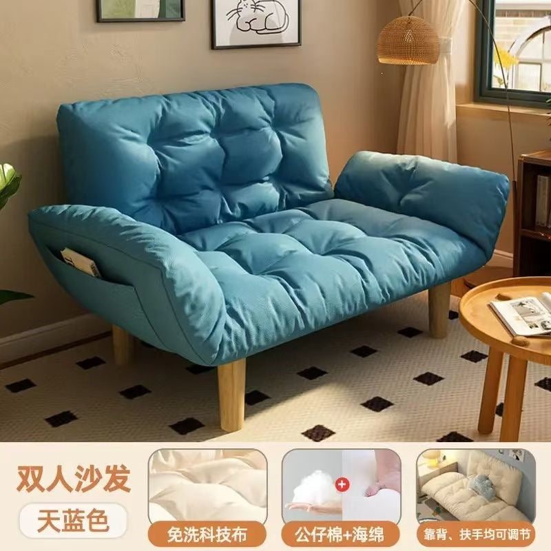 Cream cloud lazy sofa double reclining rental house bedroom no-wash small apartment foldable dual-purpose sofa bed