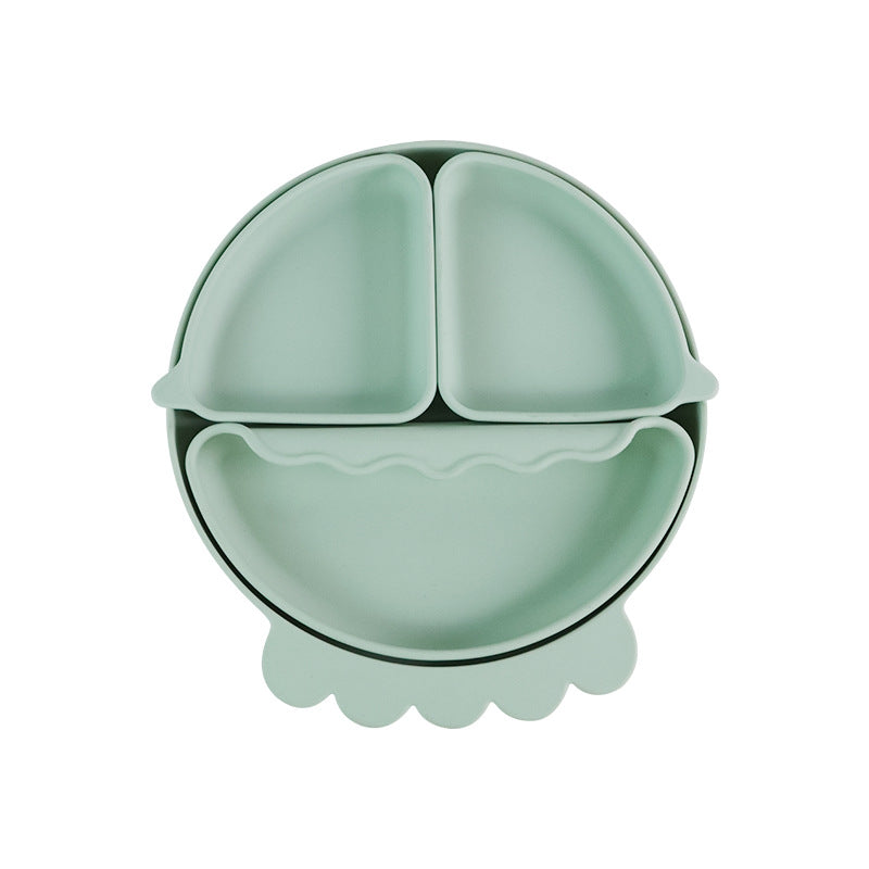 Food grade silicone children's plate baby complementary food bowl cartoon crab grid plate baby independent eating tableware