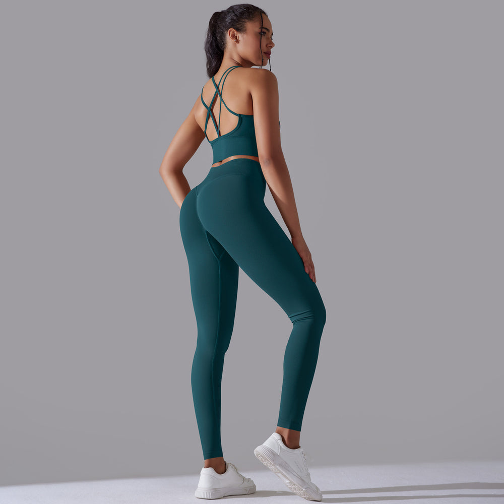 new arrivalhigh waist hip lift seamless yoga clothes sexy sling beautiful back sports bra suit running fitness clothes