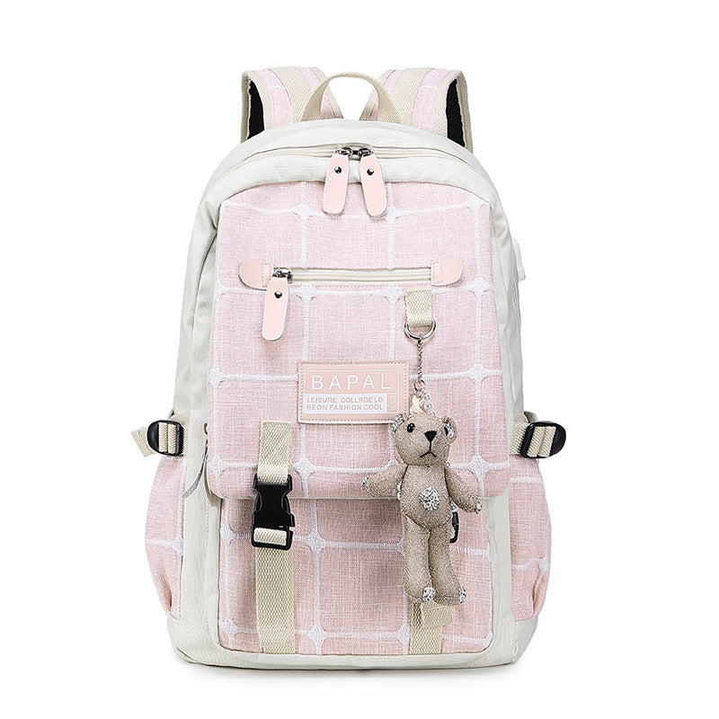 Women's canvas backpack - large capacity travel backpack for students, high school, and middle school