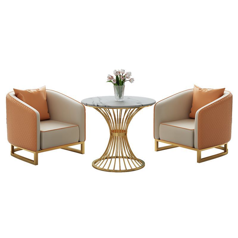 Hotel lobby sofa chair rest area reception booth sales office reception negotiation table and chair combination solid wood frame