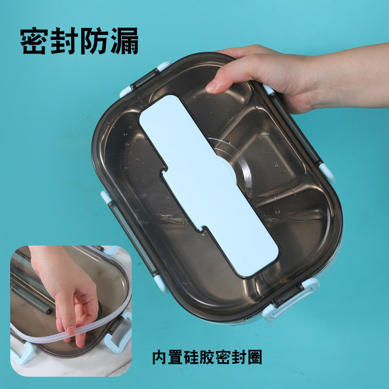 304 stainless steel food-grade lunch box for students, deepening large-capacity office workers, divided plate, large lunch box