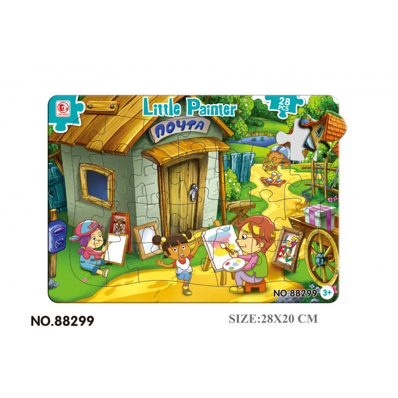 Cross-border export of children's puzzles 28 pieces double-layer puzzles, waterproof and fold-resistant observation training baby puzzle toys