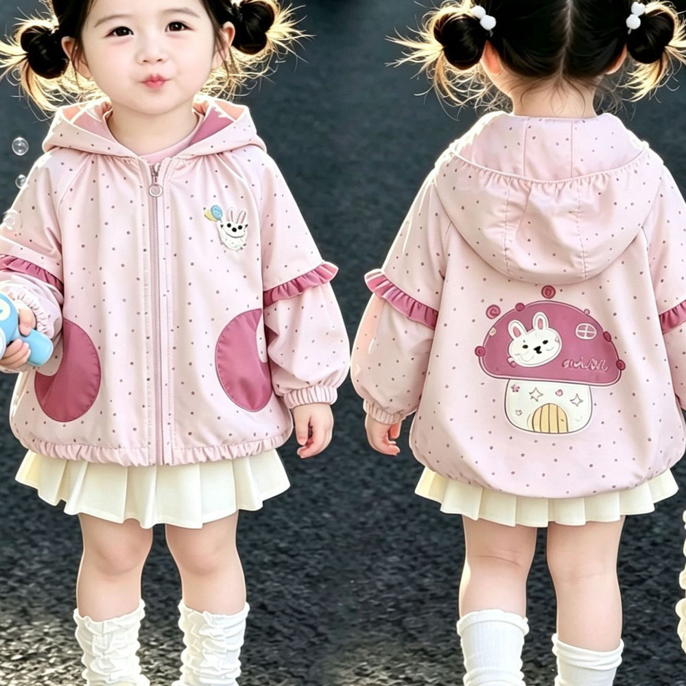 girls' outerwear: new spring/autumn collection - kids' hooded fashion top, stylish and lightweight baby clothes