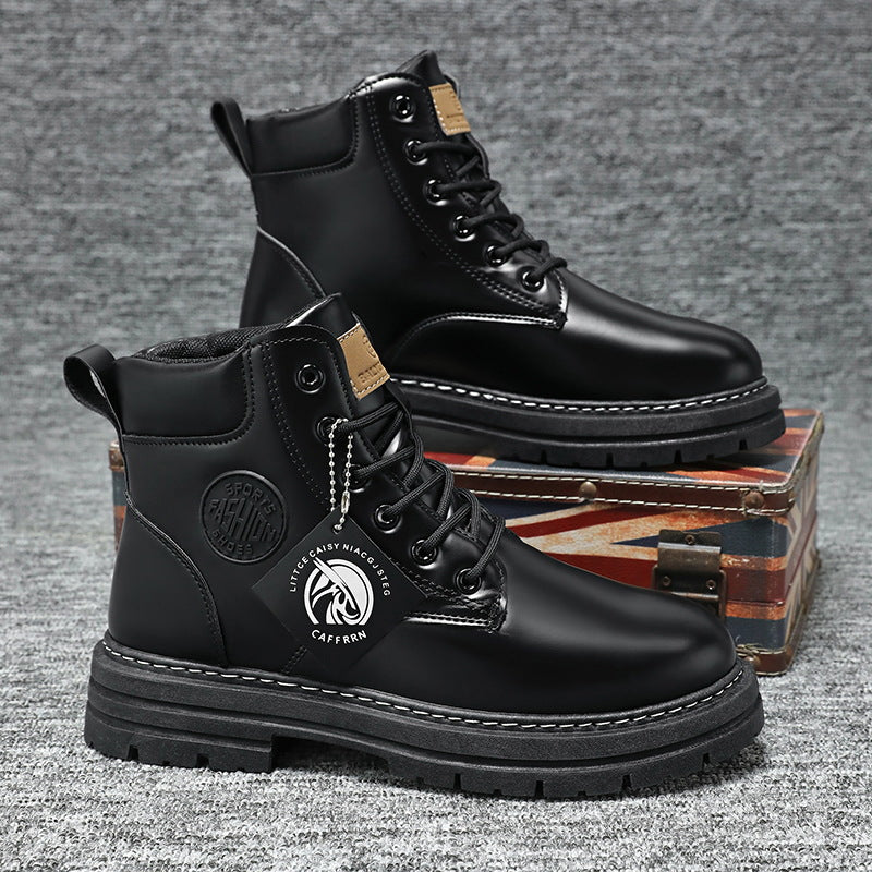 Boots men's shoes autumn winternew arrivalhigh topworkwear boots british style k-stylefashioneasiest for matchthick soleboots