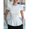 european and american style women's summer new arrival: round neck beaded short sleeve top