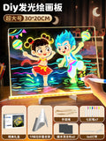 Diy erasable children's drawing board writing board stand-up fluorescent board home led light graffiti painting board small blackboard