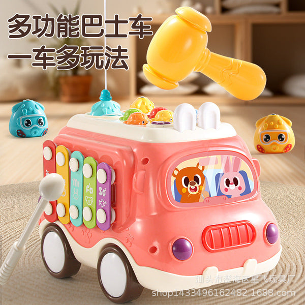 Cross-border baby early education multi-functional music bus player playing piano children's puzzle parent-child interactive game bus toys