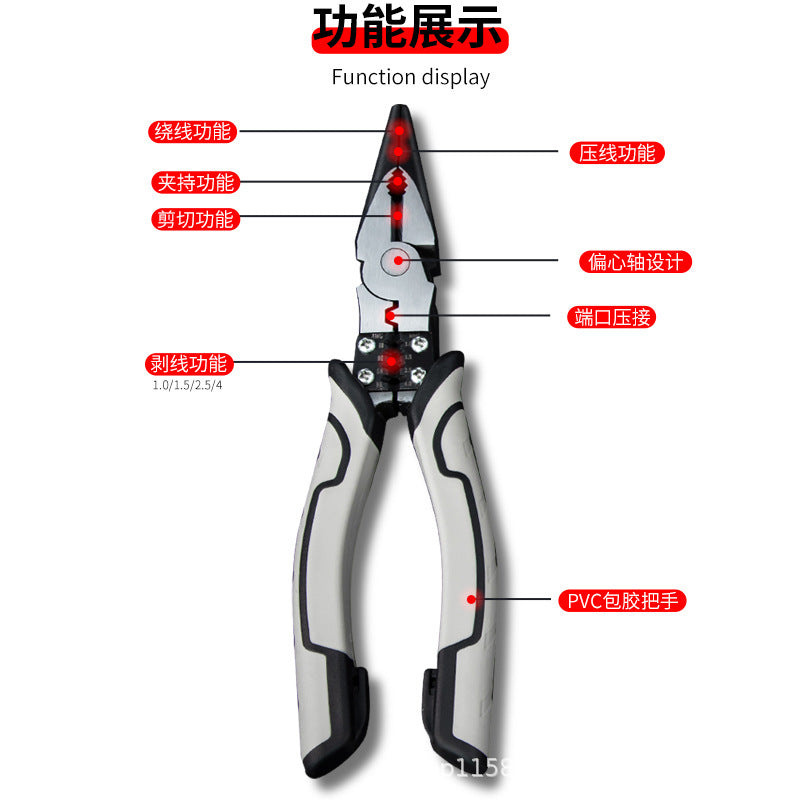 Multifunctional tiger pliers, steel wire pliers, pointed nose pliers, crimping pliers, oblique pliers, multi-purpose electrical wire strippers, industrial pliers