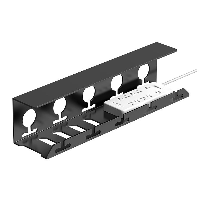 Cable management frame under the table, wire storage slot, computer table bottom power strip fixed bundle wire finishing hub box artifact free of punching
