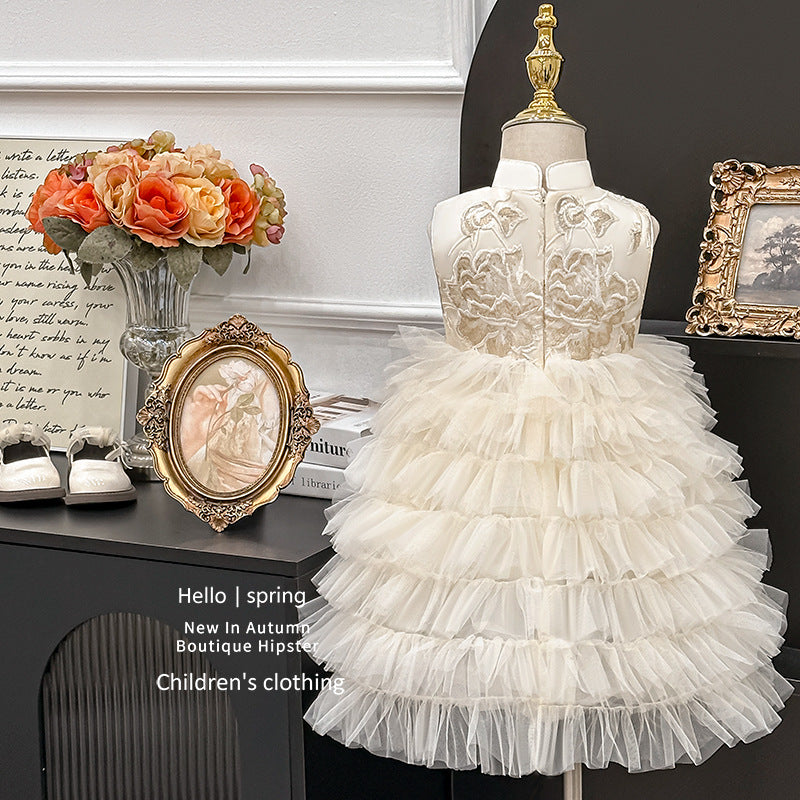 Girls' dress  new sweet chinese style formal dress sleeveless princess dress