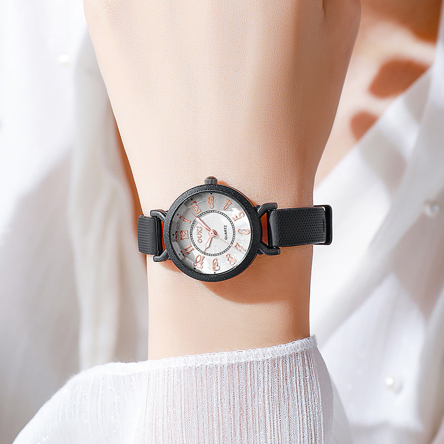 New arrival ultra-thin women's small dial watch alloy luxury quartz watch plaid silicone strap fashion watch watch
