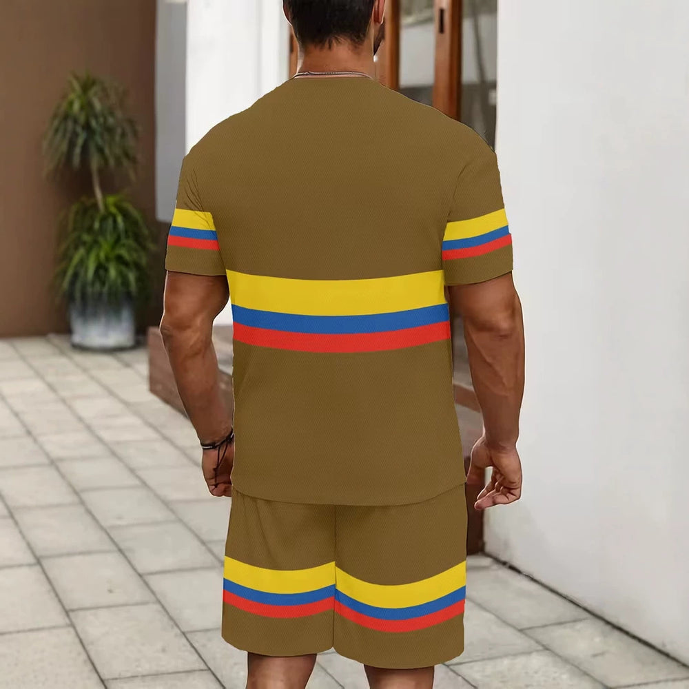 men's short-sleeve and shorts set, casual sportswear set, 3d printed cross-border hot seller, dropshipping available