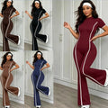 color block peach lift yoga outfit - quick-dry bodysuit, gym elastic casual activewear, flare leggings