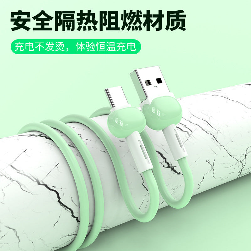Liquid tpe macaron data cable type-c, compatible with android and iphone, liquid silicone fast charging cable 3a