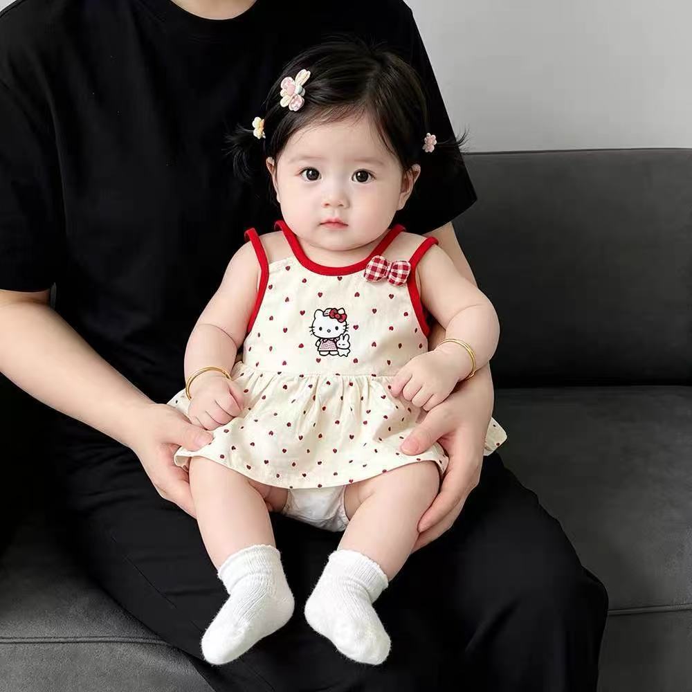 New arrival vest dress for baby girl summer girl k-style cartoon cute printing sleeveless suspender bag butt outing clothes