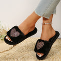 Fall and winternew arrivalfleece-linedthickened fur slippers for women, peach heart indoor and outdoor thick sole home confinement open cotton slippers for women