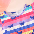 Kids' flutter sleeve dinosaur tie-dye butterfly rainbow a-line dress